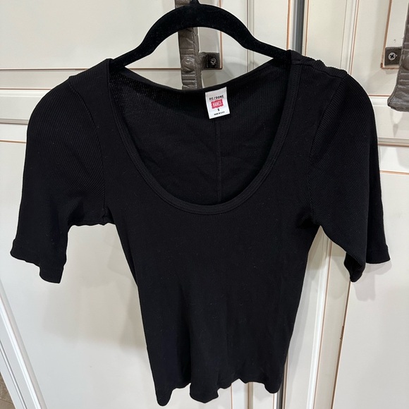 RE/DONE Black Scoop-Neck Cotton Top Made in USA (12) - Picture 7 of 7